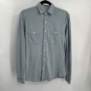 Faherty Knit Seasons Shirt Mens XS Blue Organic Cotton Button Up Workwear Casual